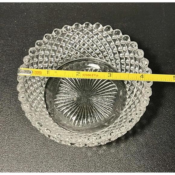 Westmoreland 1940s Pressed Clear Glass Snack Set Diamond & Fan, 2 Plates 3 Bowls - Picture 10 of 16